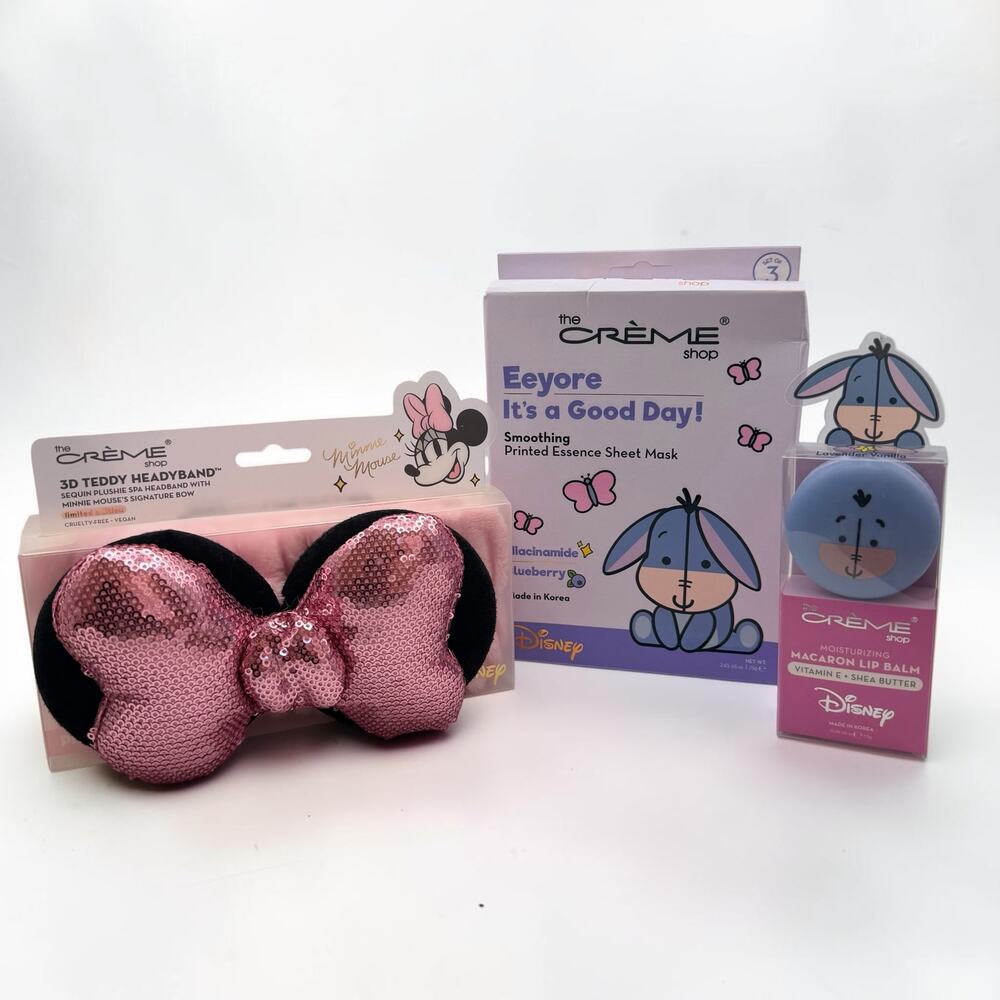 The Crème Shop Disney Minnie Mouse Eeyore Beauty Self Care Bundle NWT